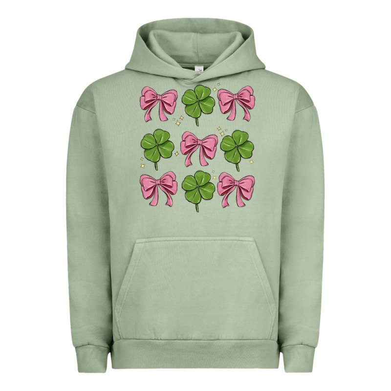 Coquette Bow Clover St. Patrick's Day Urban Hoodie by MaliasSmallBusiness | Teevron