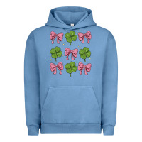 Pigment Pebble Blue coquette bow clover st. patrick's day Urban Hoodie - MaliasSmallBusiness