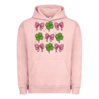 Pigment Salmon coquette bow clover st. patrick's day Urban Hoodie - MaliasSmallBusiness