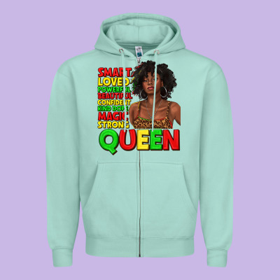Zipper Hoodie black queen quotes juneteenth