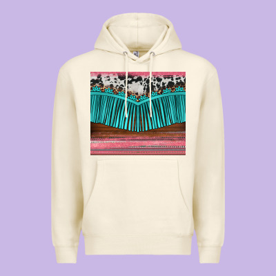 Western Fringe Cowhide Leopard Premium Hoodie Designed By Barkaloodesign
