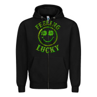 Black feeling lucky with leopard Zipper Hoodie - RanaPortraitStore
