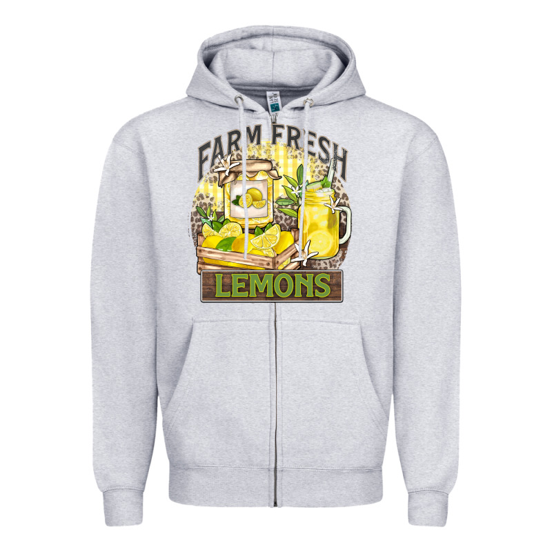 Farm Fresh Lemons Zipper Hoodie by Zillion Design Studio | Teevron
