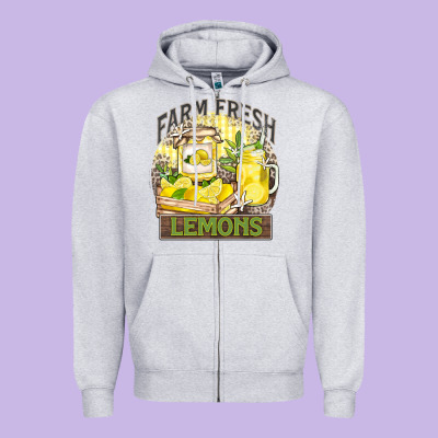 Farm Fresh Lemons Zipper Hoodie Designed By Zillion Design Studio