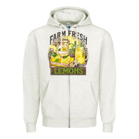 Oatmeal Heather farm fresh lemons Zipper Hoodie - Zillion Design Studio