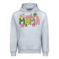 Heather Grey lucky mama Urban Hoodie - MaliasSmallBusiness