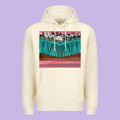 Western Fringe Cowhide Leopard Premium Hoodie Designed By Barkaloodesign