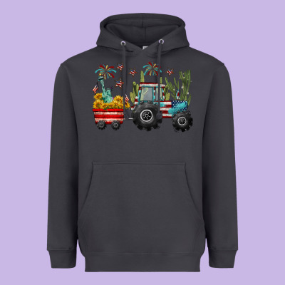 4th Of July Tractor Heavyweight Hoodie Designed By Cowgirlartshop