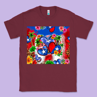 Puerto Rico Hearts Classic Tee Designed By Zillion Design Studio