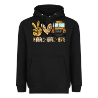 Black peace love bus Heavyweight Hoodie - CowhideDigitalArt