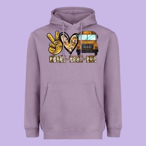 Peace Love Bus Heavyweight Hoodie Designed By Cowhidedigitalart