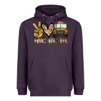 Plum peace love bus Heavyweight Hoodie - CowhideDigitalArt