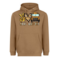 Toasted Coconut peace love bus Heavyweight Hoodie - CowhideDigitalArt
