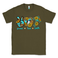Army Green peace love faith Classic Tee - texasbilliewilder