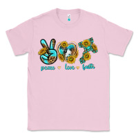 Bubblegum Pink peace love faith Classic Tee - texasbilliewilder