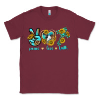 Burgundy peace love faith Classic Tee - texasbilliewilder