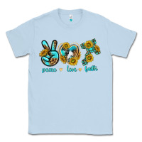 Dusty Blue peace love faith Classic Tee - texasbilliewilder