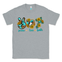 Heather Grey peace love faith Classic Tee - texasbilliewilder