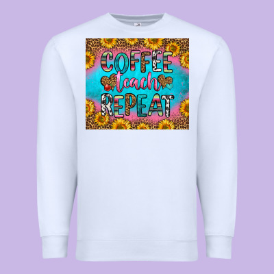 Coffee Teach Repeat Premium Sweatshirt Designed By Hra Design Shop