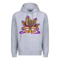 Heather Grey mardi gras carnival mask Premium Hoodie - Jasminsmagicworld