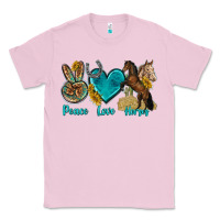 Bubblegum Pink peace love horses tbw Classic Tee - texasbilliewilder