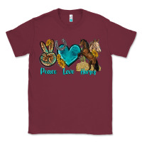 Burgundy peace love horses tbw Classic Tee - texasbilliewilder