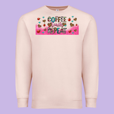 Coffee Teach Repeat Teacher Libbey Glass Premium Sweatshirt Designed By Hra Design Shop