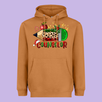 Christmas Counselor Pencil Heavyweight Hoodie Designed By Fadigitalartstudio