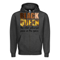 Charcoal Heather black queen the most powerful piece in the game Zipper Hoodie - texasbilliewilder