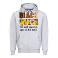 Heather Grey black queen the most powerful piece in the game Zipper Hoodie - texasbilliewilder