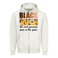 Oatmeal Heather black queen the most powerful piece in the game Zipper Hoodie - texasbilliewilder