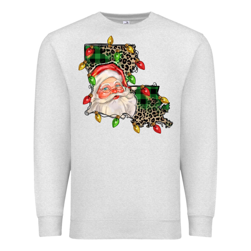 Louisiana Map Christmas Santa Premium Sweatshirt by FaDigitalArtStudio | Teevron