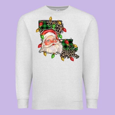 Louisiana Map Christmas Santa Premium Sweatshirt Designed By Fadigitalartstudio