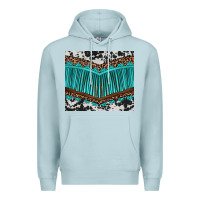 Blue Mist western cowhide leopard turquoise fringed Premium Hoodie - BarkalooDesign