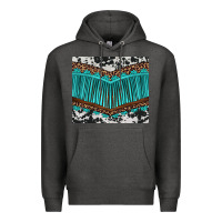Charcoal Heather western cowhide leopard turquoise fringed Premium Hoodie - BarkalooDesign