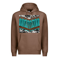 Chestnut western cowhide leopard turquoise fringed Premium Hoodie - BarkalooDesign