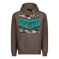 Coffee western cowhide leopard turquoise fringed Premium Hoodie - BarkalooDesign