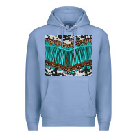 Colony Blue western cowhide leopard turquoise fringed Premium Hoodie - BarkalooDesign