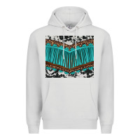 Dove Grey western cowhide leopard turquoise fringed Premium Hoodie - BarkalooDesign