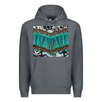 Rock western cowhide leopard turquoise fringed Premium Hoodie - BarkalooDesign