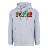 Heather Grey faith with cross and sunflower Heavyweight Hoodie - HRA Design Shop