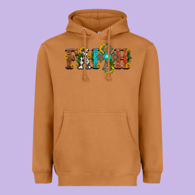 Faith With Cross And Sunflower Heavyweight Hoodie Designed By Hra Design Shop
