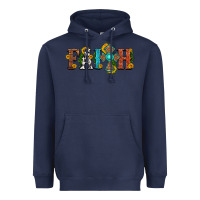 Navy faith with cross and sunflower Heavyweight Hoodie - HRA Design Shop