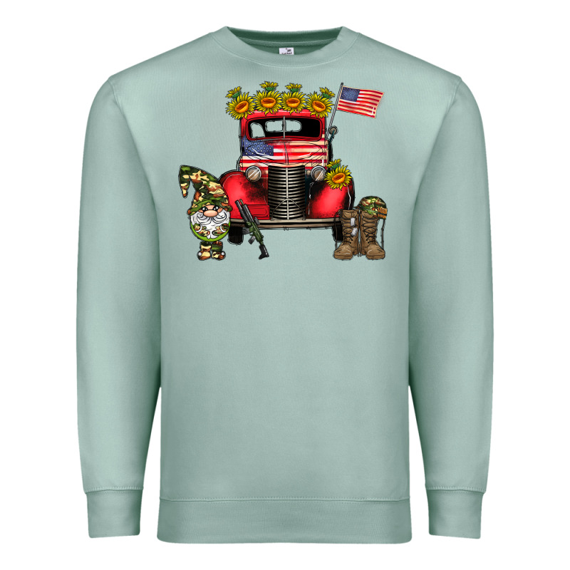 America Soldier Truck Premium Sweatshirt by CowhideDigitalArt | Teevron