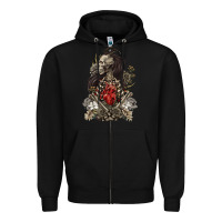 Black floral skeleton Zipper Hoodie - RanaPortraitStore
