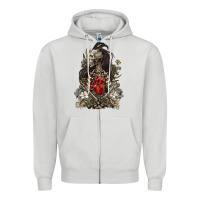 Dove Grey floral skeleton Zipper Hoodie - RanaPortraitStore