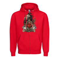 Red floral skeleton Zipper Hoodie - RanaPortraitStore