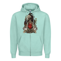 Seafoam floral skeleton Zipper Hoodie - RanaPortraitStore