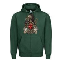 Sports Green floral skeleton Zipper Hoodie - RanaPortraitStore