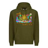 Army Green with god all things are possible summer Premium Hoodie - AdoDesignShop